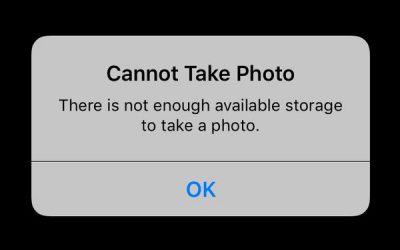 Cannot Take Photo – Increasing available storage so you never see that message again